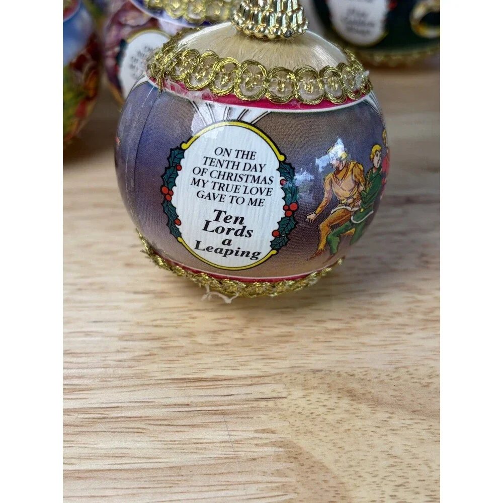 Twelve Days Of Christmas Ball Ornaments Set Of 12 Satin Vintage Rauch Industries
